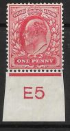 1d Scarlet Control E5 imperf with Co-Ex Rule MOUNTED MINT hinged