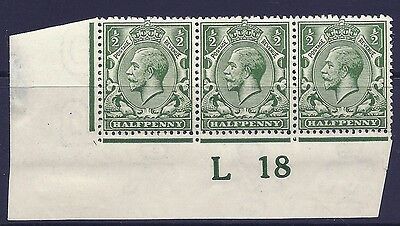 N14(7) ½d Deep Bright Green Control L 18 imperf MOUNTED MINT