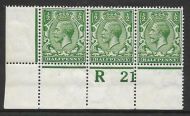 N14(7) ½d Deep Bright Green Control R 21 perf MOUNTED MINT
