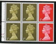 UB4 Pre-decimal Machin Booklet Pane Cyl N5F4 No Dot Perf P UNMOUNTED MINT