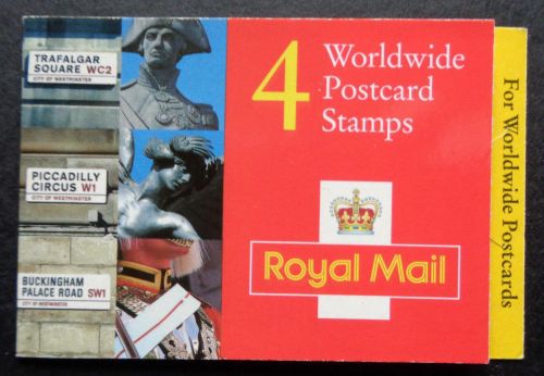 1997 GL3 Barcode Booklet 4 x 37p World Postcard stamps - complete - no Cylinder