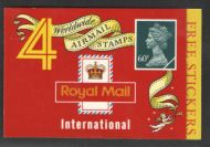 1994 GQ2 Barcode Booklet 4 x 60p Worldwide Airmail stamps - No Cylinder