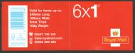 MB12 - M12L Stamps 6 x 1st class stamps barcode booklet - Self Adhesive