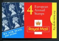 HF1a 1999 4 x E European Airmail Stamps booklet 0345 number - no cylinder