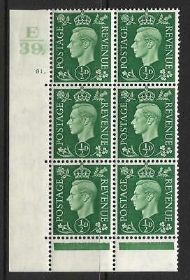 Sg 462 ½d Green Dark colours E39 81 Dot Perf 6B(E P) block 6 UNMOUNTED MINT