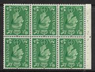 QB4a perf type I (Ie middle) - ½d Pale Green Booklet pane UNMOUNTED MINT