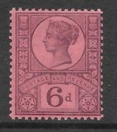 Sg 208 K37(1) 6d Purple on Rose Red Paper Jubilee UNMOUNTED MINT