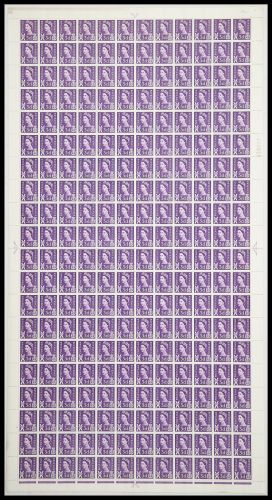 XS7 3d Scotland Regional 1CB Violet No Wmk Chalky PVA Cylinder 5 dot U/M