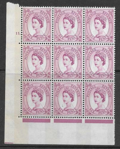 6d Wilding Violet Phosphor 9.5mm cyl 11 Dot perf type A(E/I) UNMOUNTED MINT/MNH