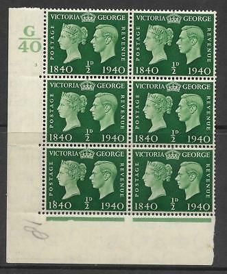 Sg 479 ½d 1940 Centenary Cylinder G40 3 No Dot UNMOUNTED MINT MNH