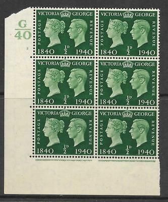 Sg 479 ½d 1940 Centenary Cylinder G40 3 No Dot UNMOUNTED MINT