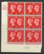 Sg 480 1d 1940 Centenary Cylinder G40 3 Dot UNMOUNTED MINT MNH