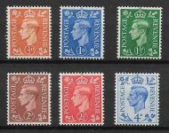 1950-52 GVI Colour change Upright Set of 6 stamps UNMOUNTED MINT