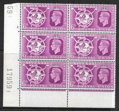 Sg 501 1949 UPU Cylinder 2 No Dot perf type 6B(E P) UNMOUNTED MINT MNH