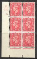 1937 1d Red P44 112 No Dot perf 5(E I) block 6 UNMOUNTED MINT MNH