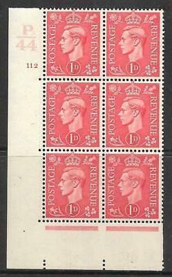 1937 1d Red P44 112 No Dot perf 5(E I) block 6 UNMOUNTED MINT MNH