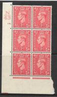 1937 1d Red N43 94 Dot perf 5(E I) block 6 UNMOUNTED MINT MNH