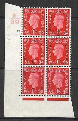 1937 1d Red Dark colours F39 30 No Dot perf 5(E I) block 6 UNMOUNTED MINT MNH