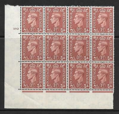 Sg 487c Variety 1½d Brown Light colours Cyl 192 ND with retouch UNMOUNTED MINT