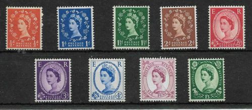 Wilding Green Phosphor set 9 values UNMOUNTED MINT