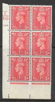 1d Pale scarlet T46 136 Dot cylinder block UNMOUNTED MINT