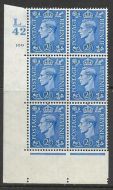 2½d Light Blue Cylinder Control L42 100 No Dot perf 5(E I) UNMOUNTED MINT