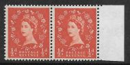 Sg S12a ½d Wilding Phos 1 x6mm NB Right marginal pair UNMOUNTED MINT