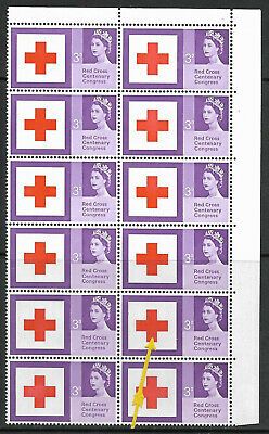 Sg 642b 1963 Red Cross 3d (Ord) Listed Flaw - Repaired Cross R5 6 UNMOUNTED MINT