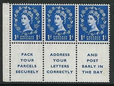 SB29b variety 1d Wilding booklet pane perf type I UNMOUNTED MNT