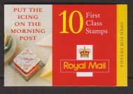 HD37 1996 Icing 10 x 1st Class NVI Booklet - complete - no Cylinder