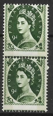 S128 9d Wilding Phosphor vertical pair with perf shift UNMOUNTED MINT/MNH