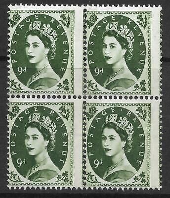 S128 9d Wilding Phosphor block of 4 with perf shift UNMOUNTED MINT/MNH
