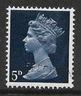 Sg 735s 5d Pre-decimal Machin - SPECIMEN overprint single UNMOUNTED MINT