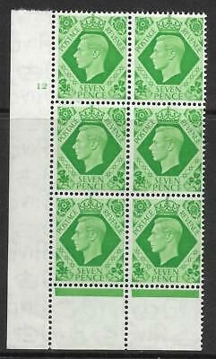 1939 7d Dark colours 12 No Dot perf 6B(I/P) block 6 UNMOUNTED MINT/MNH