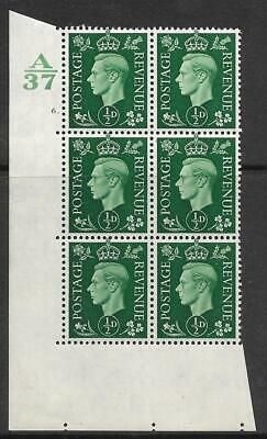 1937 ½d Green Dark colours A37 6 Dot Perf 5(E I) block 6 UNMOUNTED MINT MNH