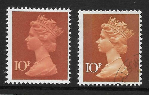 1971 10p Bi-Colour FCP PVA Decimal Machin with missing pink UNMOUNTED MINT
