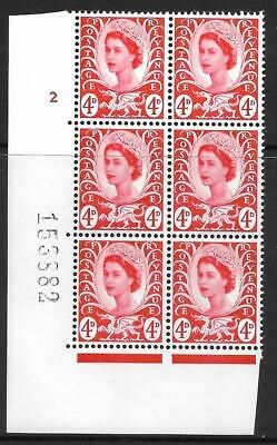 Sg XW9b Variety 4d Wales 1CB Cyl 2 No Dot perf A(E I) UNMOUNTED MINT