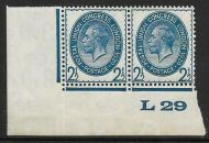 1929 2½d PUC Control L 29 pair UNMOUNTED MINT