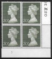 1970 20p Decimal Machin Cylinder 3 UNMOUNTED MINT