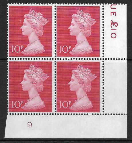 1970 Sg 829 10p Decimal Machin Cylinder 9 UNMOUNTED MINT