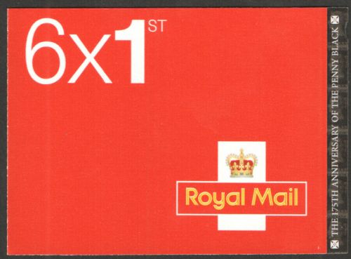 MB13 175th Anniv 1d Black Stamps 6 x 1st stamps barcode booklet - No Cyl