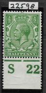 N14(-) unlisted ½d Cobalt Yellow Green Control S22 perf with cert UNMOUNTED MINT
