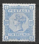 1883 Sg 183 10s Ultramarine Wmk Anchor Lettered J-A UNMOUNTED MINT