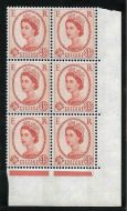 S98c 4½d Wilding Phosphor with Phantom Frame Block of 6 UNMOUNTED MINT