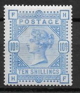 1883 Sg 183 10s Ultramarine Wmk Anchor Lettered H-F UNMOUNTED MINT