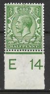 N14(8) ½d Yellow Green Control E 14 imperf UNMOUNTED MINT