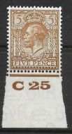 Spec N40(1) 5d Brown Block Cypher Control C25 imperf UNMOUNTED MINT