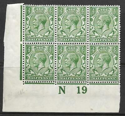 N14(14) ½d Blue Green Control N19 Imperf block of 6 MOUNTED MINT in margin