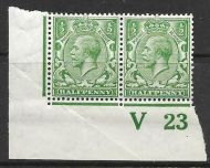 N14(6) ½d Bright Green Control V23 Imperf pair UNMOUNTED MINT