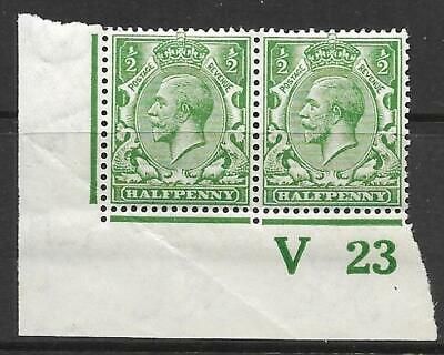 N14(6) ½d Bright Green Control V23 Imperf pair UNMOUNTED MINT